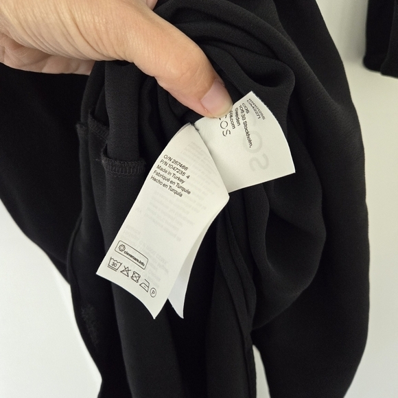 COS Batwing Sleeve Casual Rayon Midi Shift Dress Size 2 Long Crewneck Slit Back - Picture 8 of 9